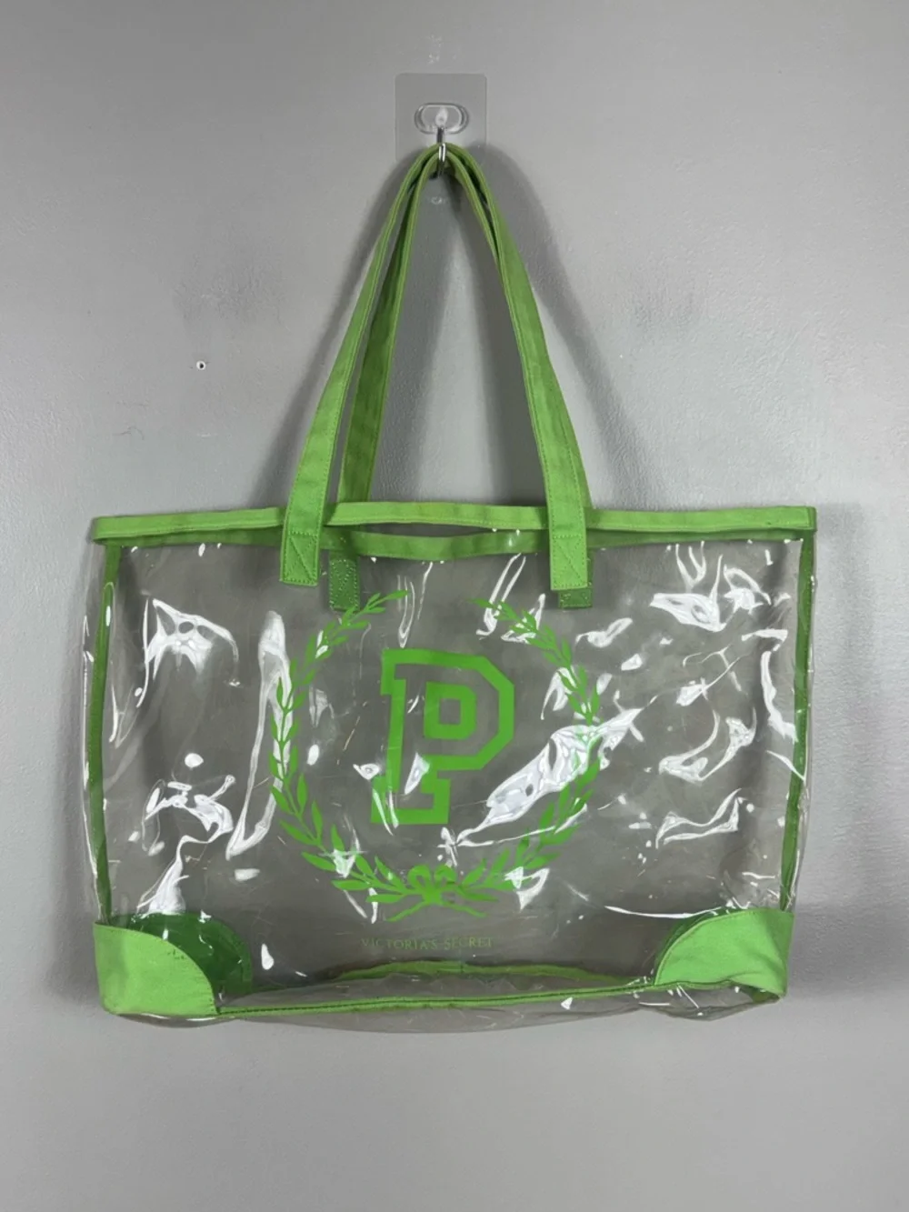 Vintage Y2K Victorias Secret PINK Monogram Green Clear Bag Tote Stadium 90s Logo